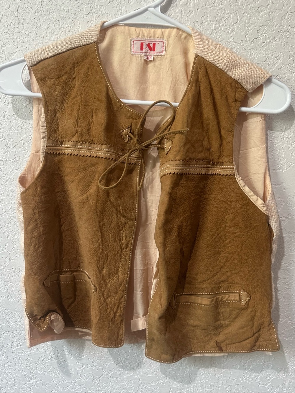 ❗️ Vintage 60’s - 80’s PSI Brown Leather Suede Tie-Front Vest S/M